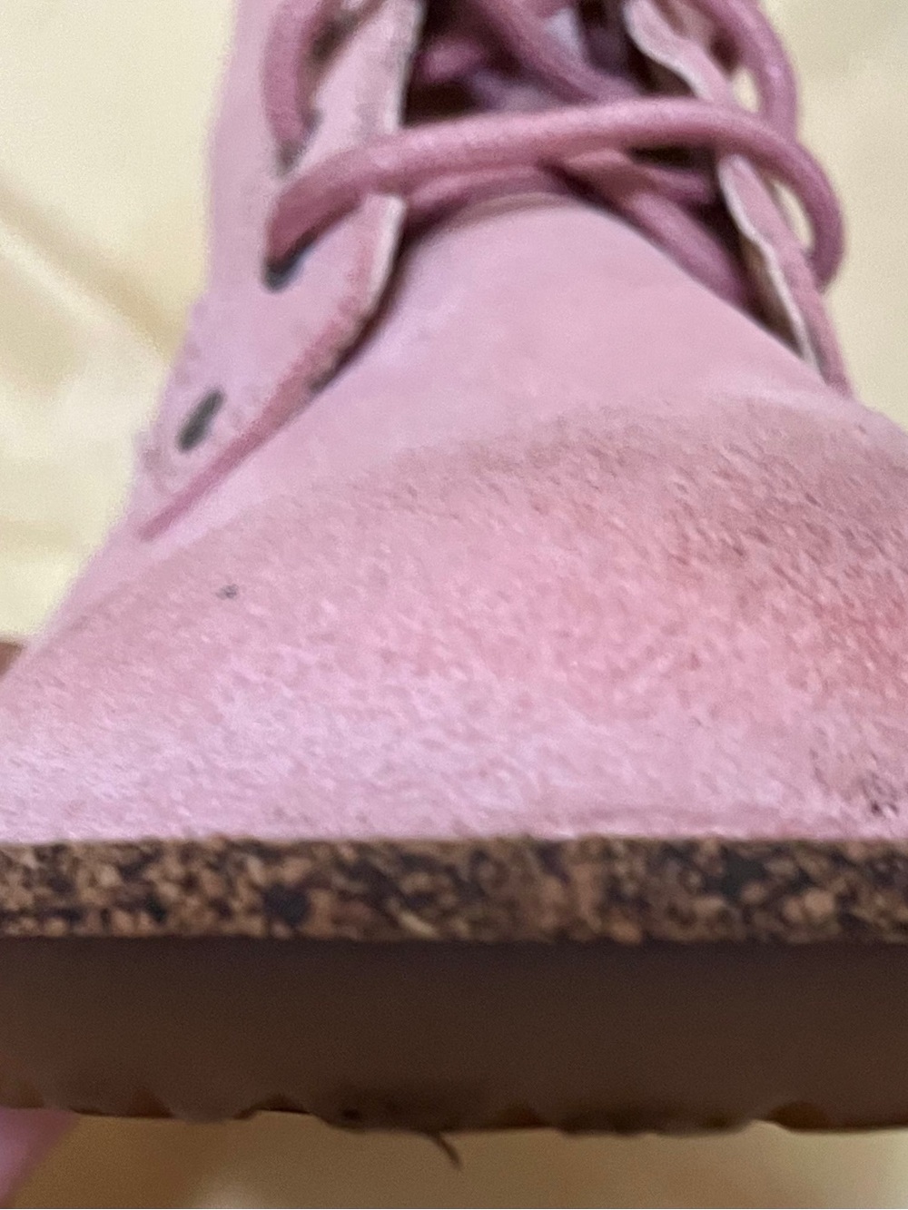 Rare Birkenstock Pink Suede Lace up Boots Size 39/ 8 Brown Rubber Footbed NWOT - Picture 7 of 15